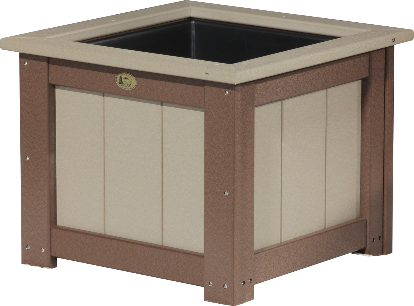 24" Square Planter Weatherwood & Chestnut Brown
