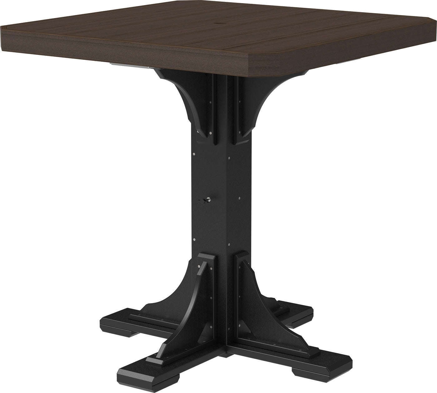 41" Square Table Brazilian Walnut & Black / Bar Height