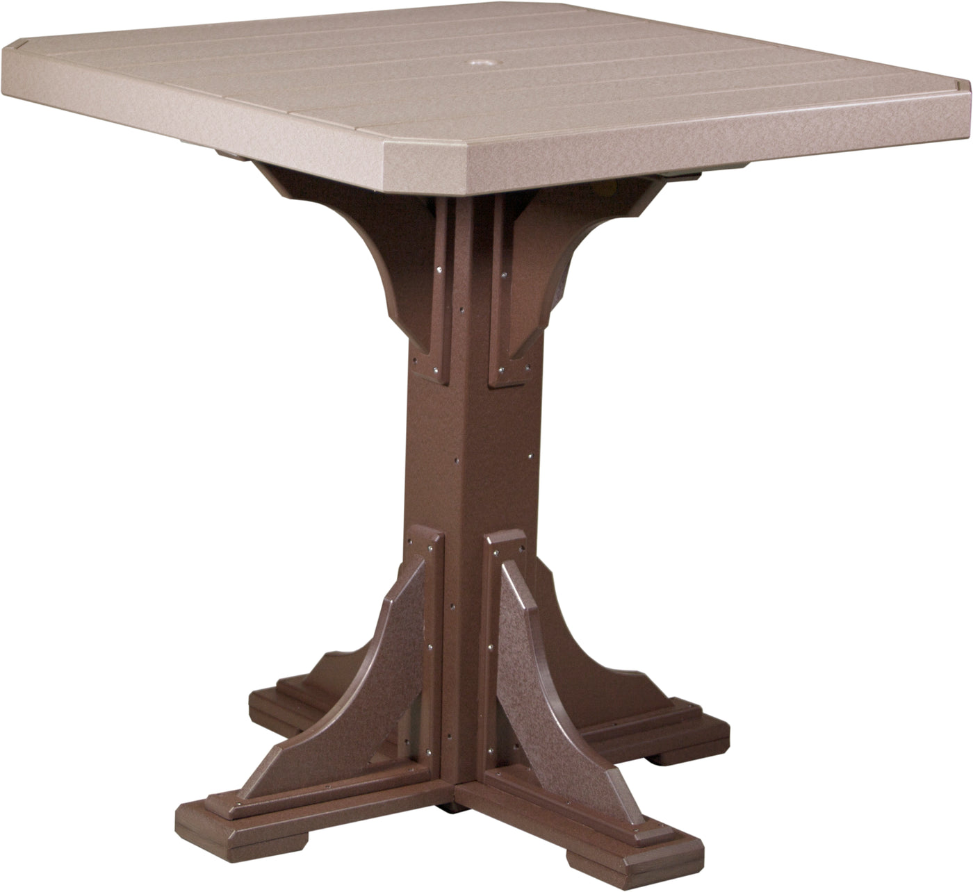 41" Square Table Weatherwood & Chestnut Brown / Bar Height