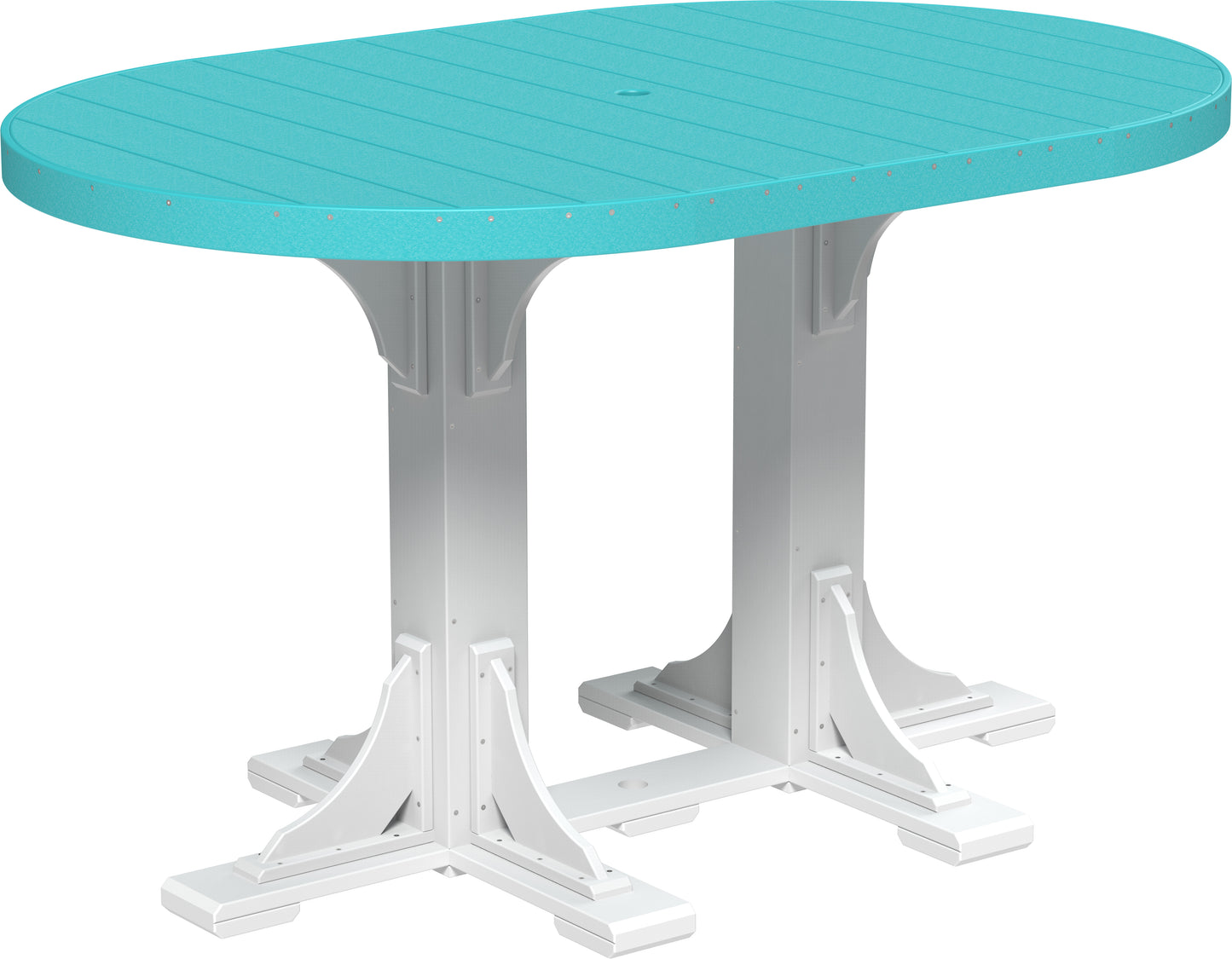 4' x 6' Oval Table Aruba Blue & White / Bar Height