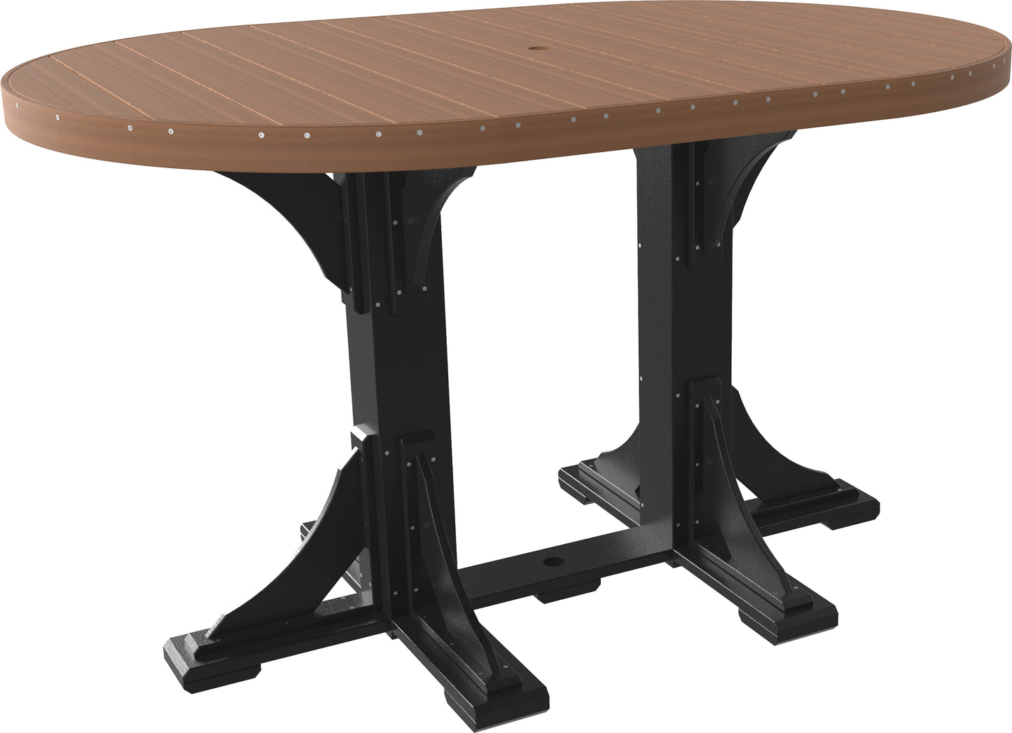 4' x 6' Oval Table Antique Mahogany & Black / Bar Height