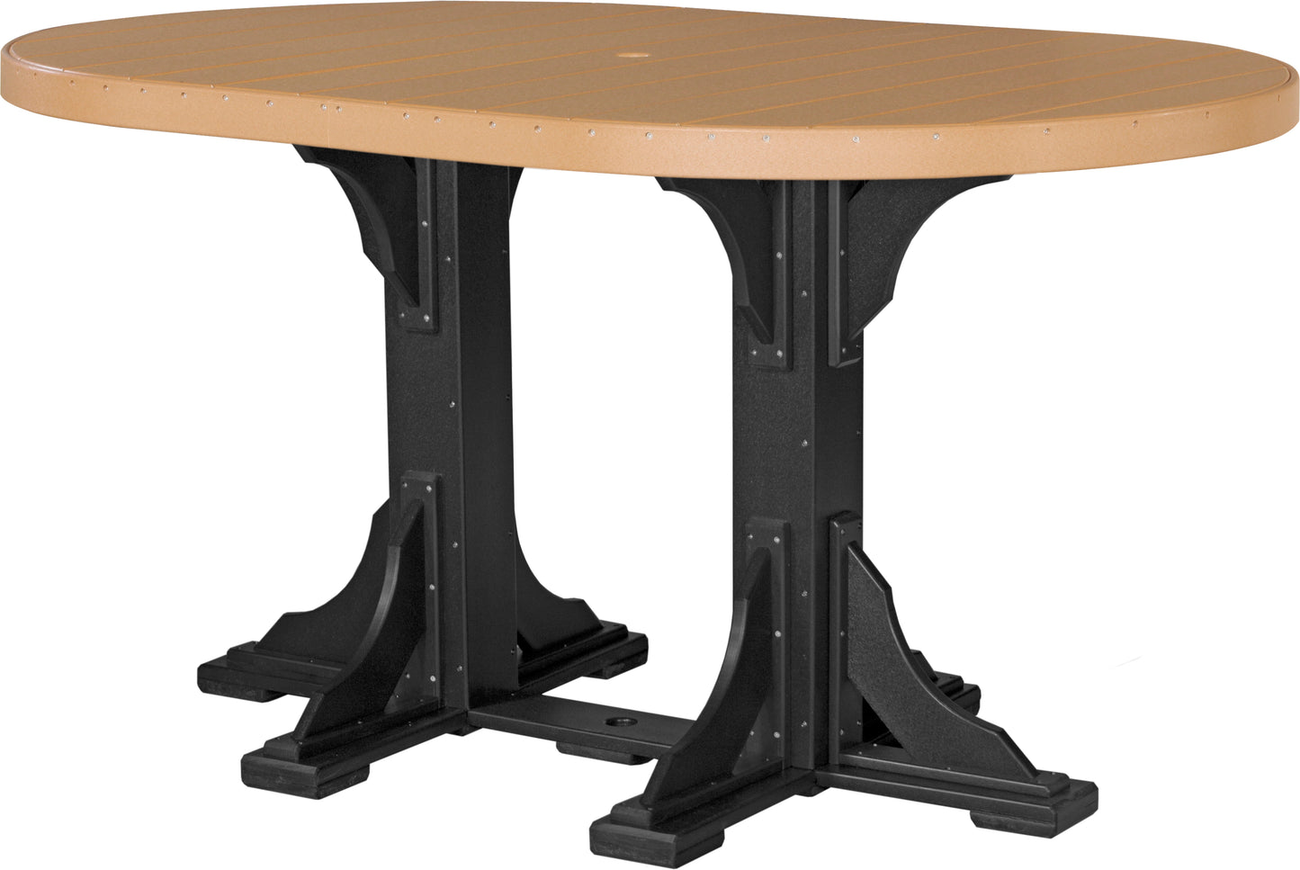 4' x 6' Oval Table Cedar & Black / Bar Height