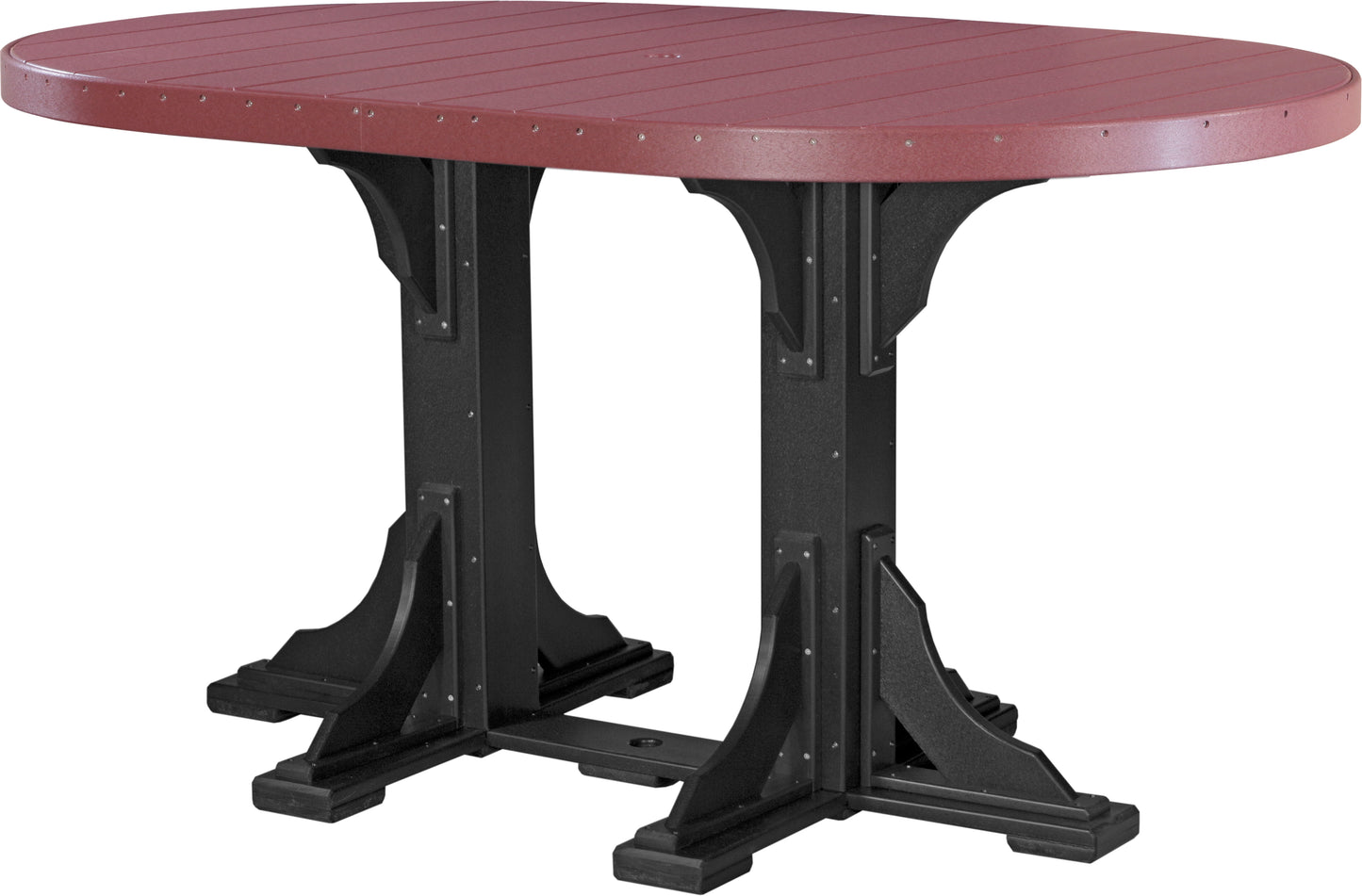 4' x 6' Oval Table Cherrywood & Black / Bar Height