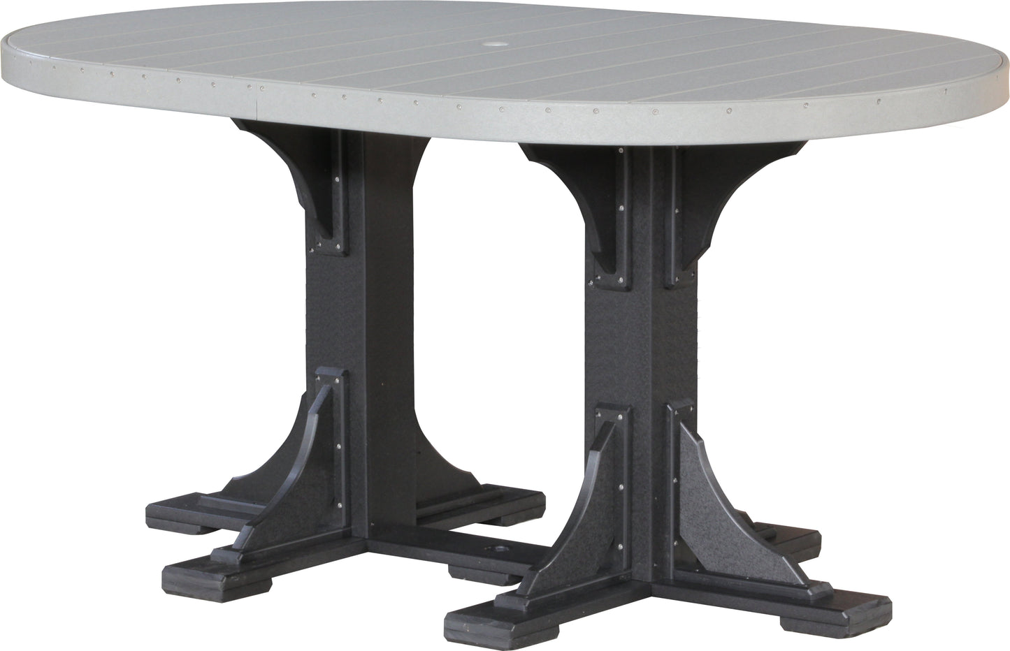 4' x 6' Oval Table Dove Gray & Black / Bar Height