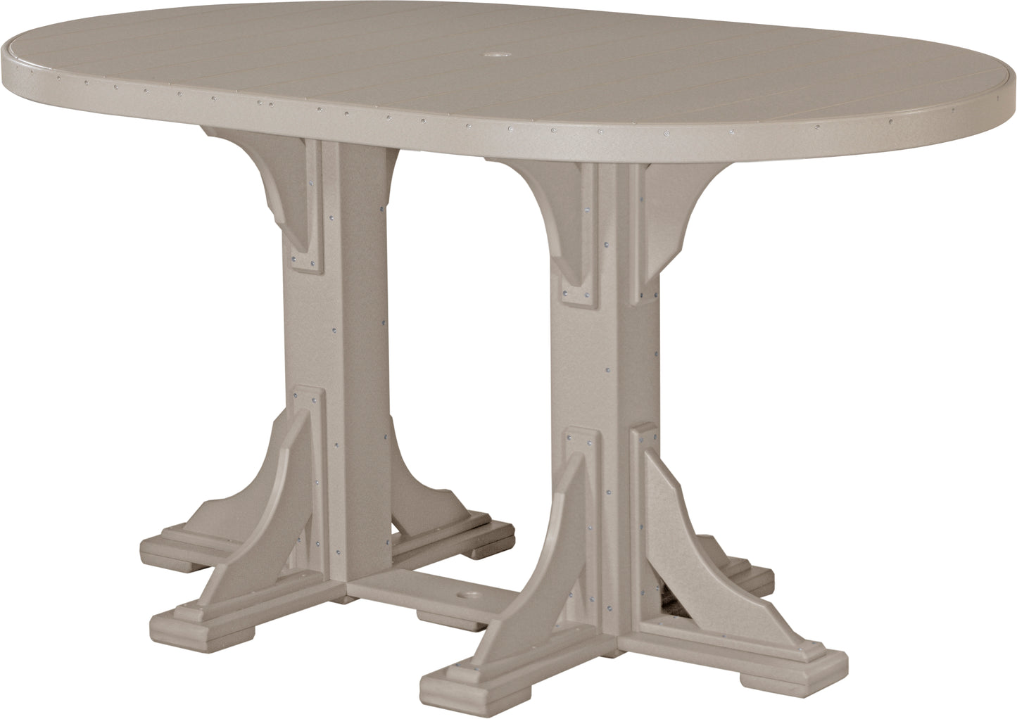 4' x 6' Oval Table Weatherwood / Bar Height