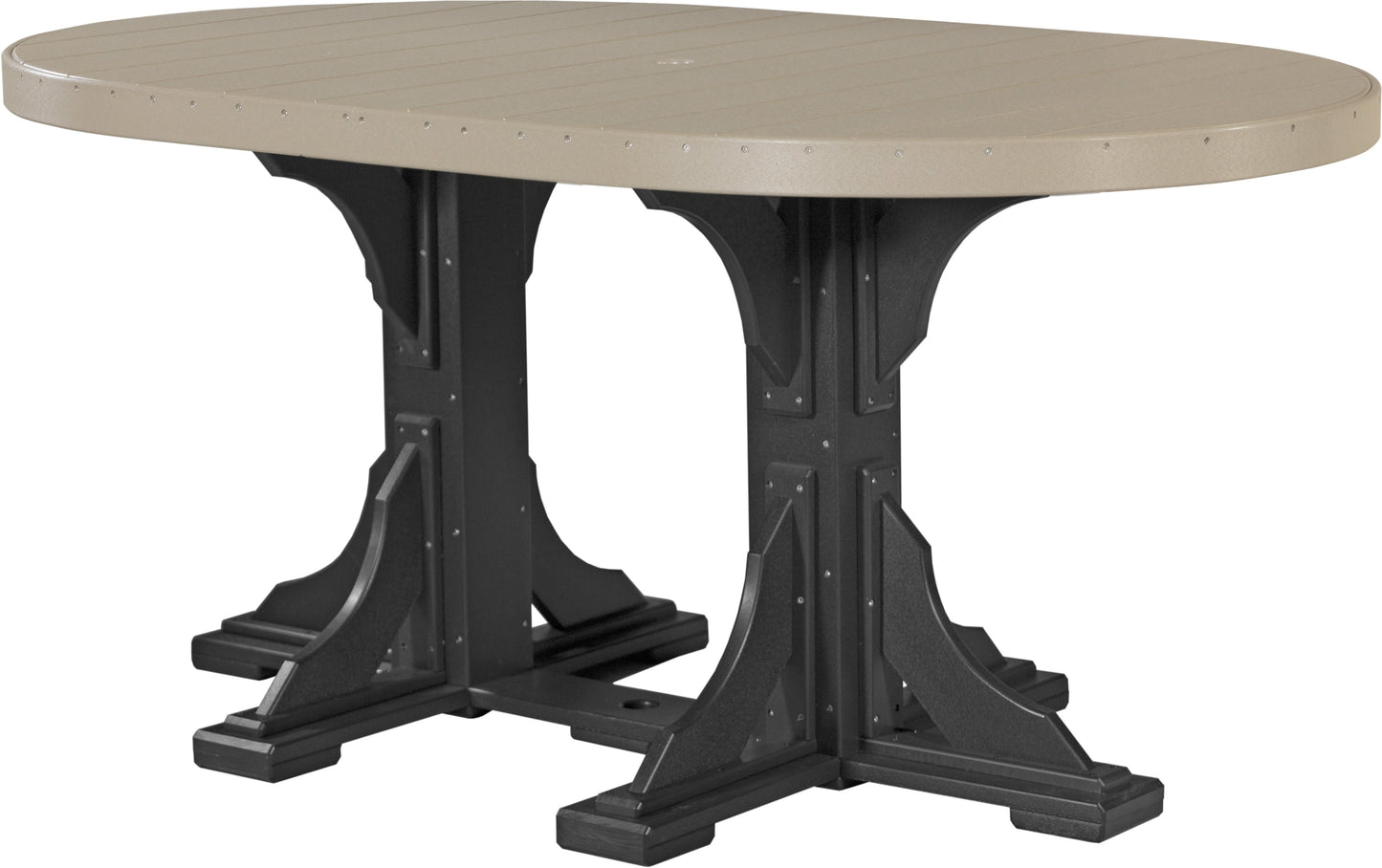 4' x 6' Oval Table Weatherwood & Black / Counter Height