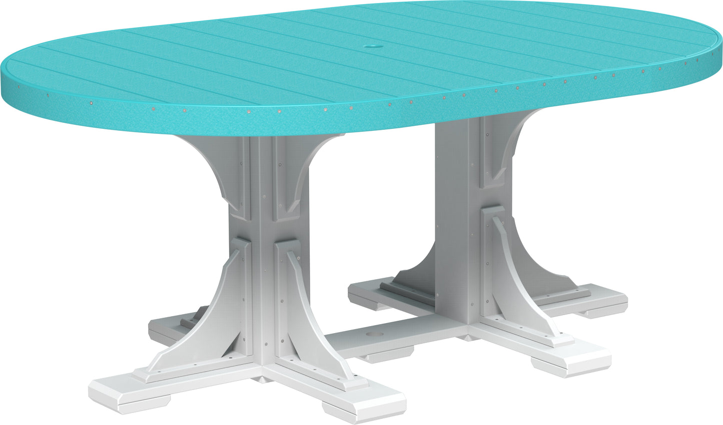 4' x 6' Oval Table Aruba Blue & White / Dining Height