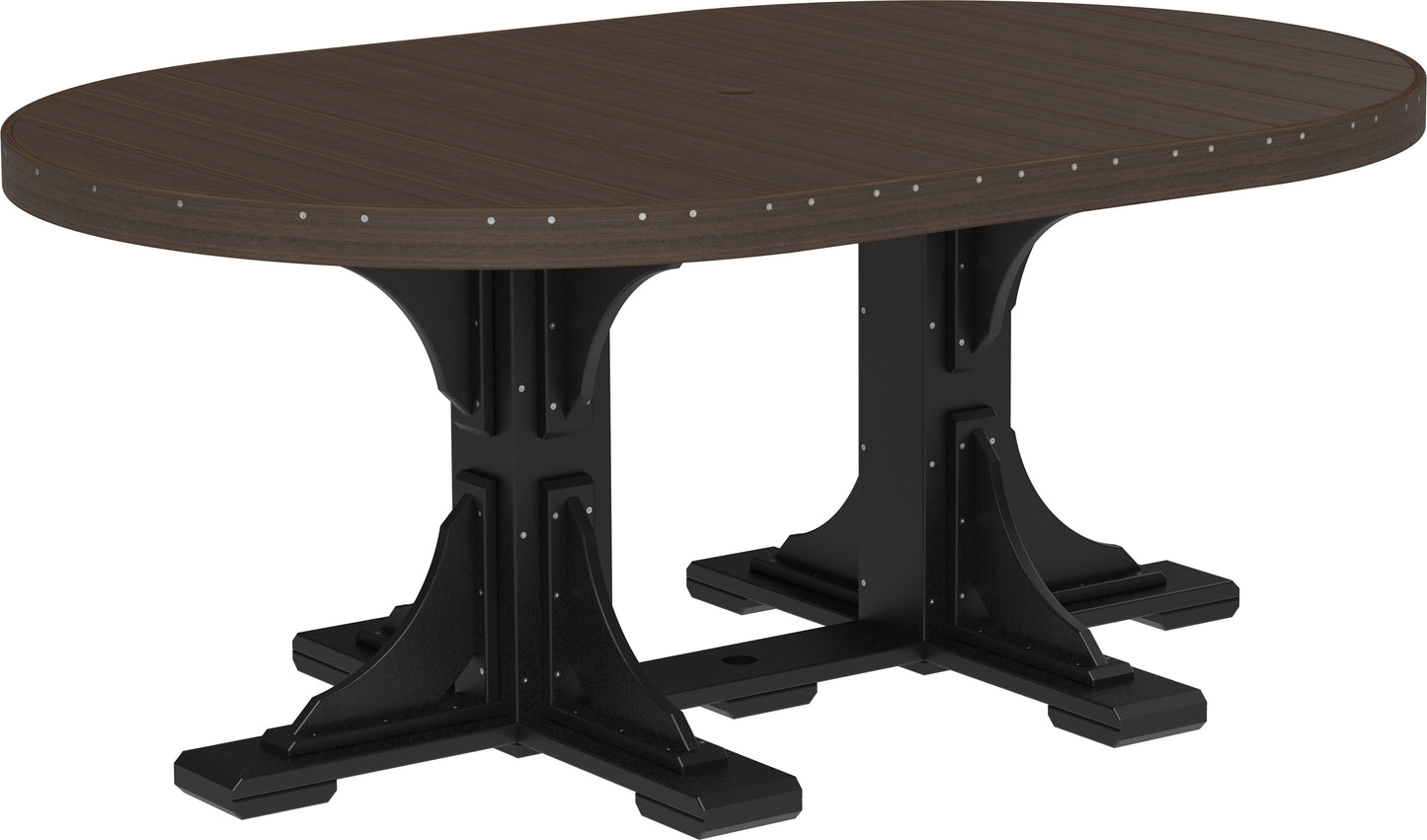 4' x 6' Oval Table Brazilian Walnut & Black / Dining Height