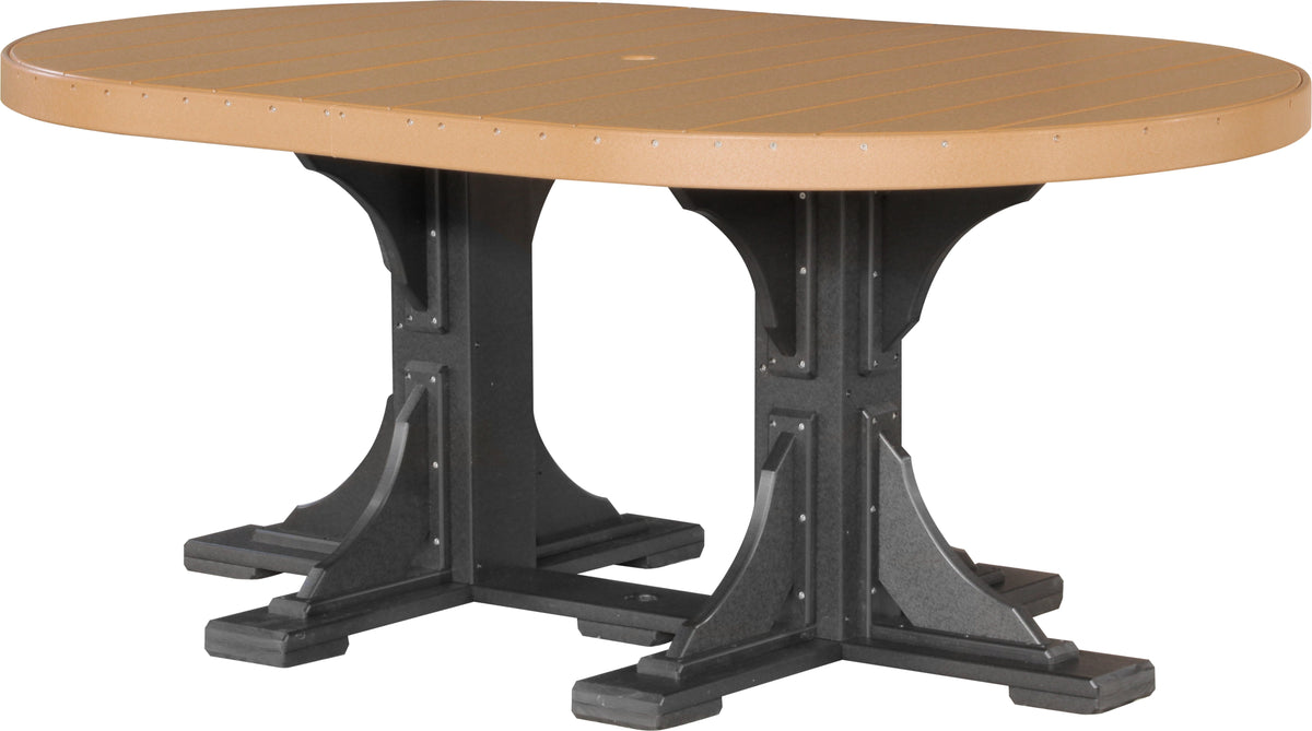 4' x 6' Oval Table Cedar & Black / Dining Height