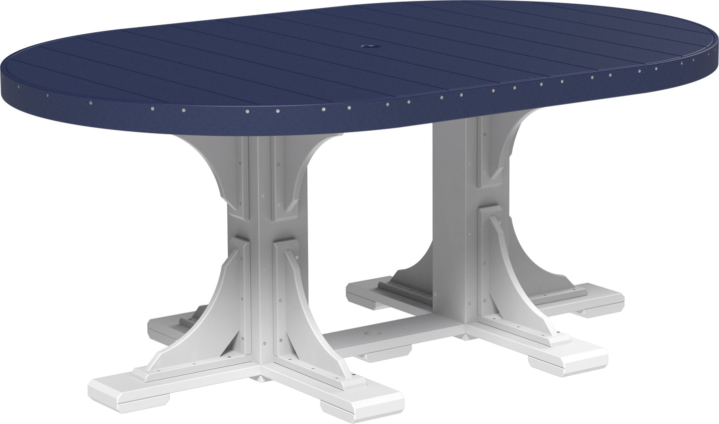 4' x 6' Oval Table Patriot Blue & White / Dining Height