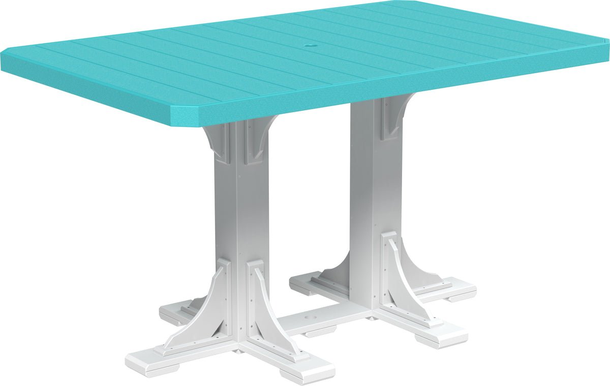 4' x 6' Rectangular Table Aruba Blue & White / Bar Height