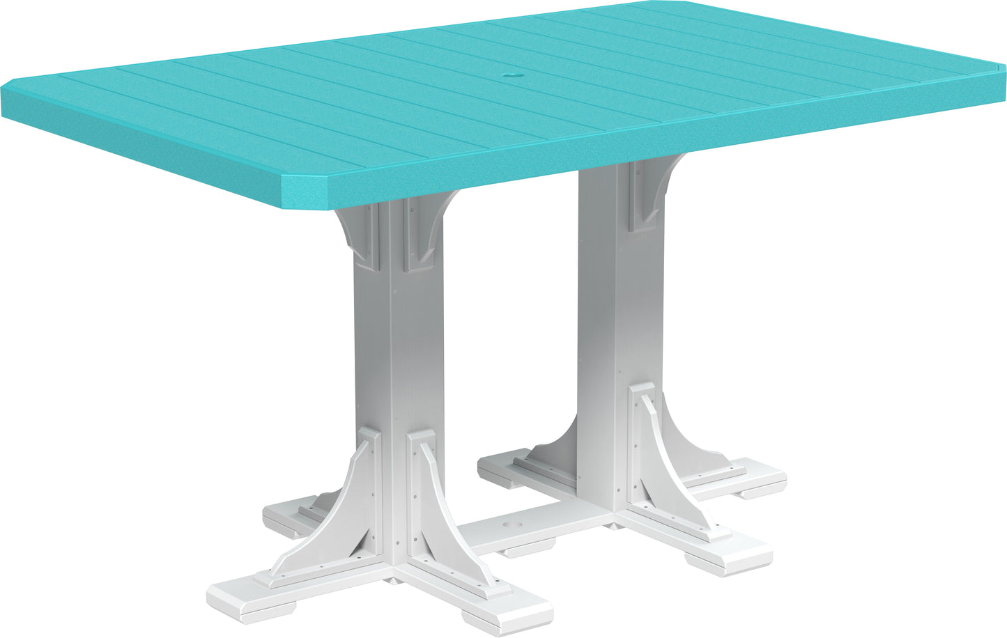 4' x 6' Rectangular Table Aruba Blue & White / Bar Height