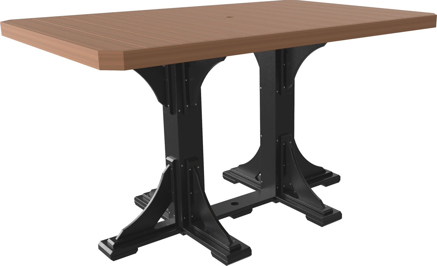 4' x 6' Rectangular Table Antique Mahogany & Black / Bar Height
