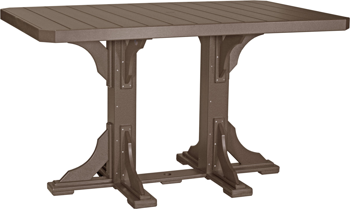4' x 6' Rectangular Table Chestnut Brown / Bar Height