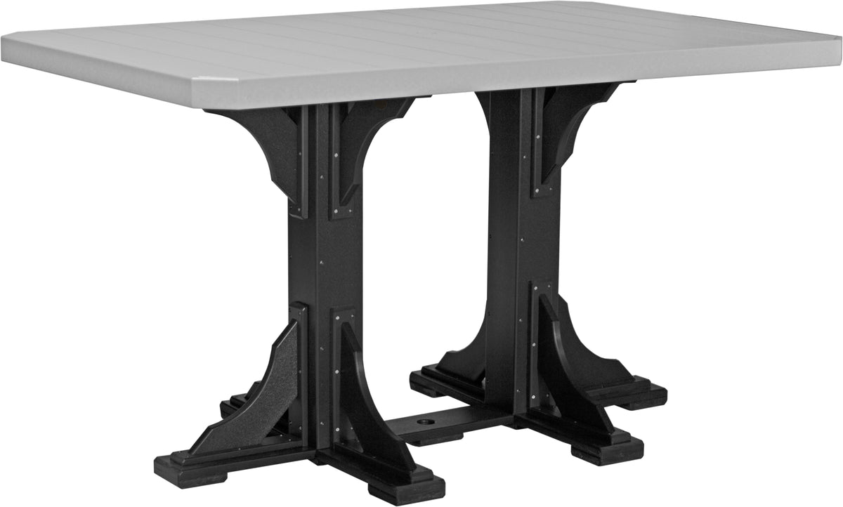 4' x 6' Rectangular Table Dove Gray & Black / Bar Height