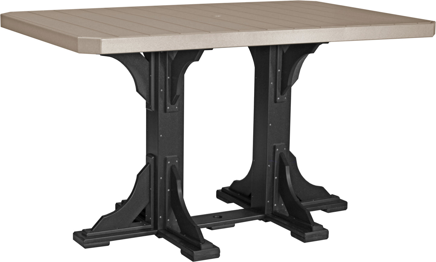 4' x 6' Rectangular Table Weatherwood & Black / Bar Height