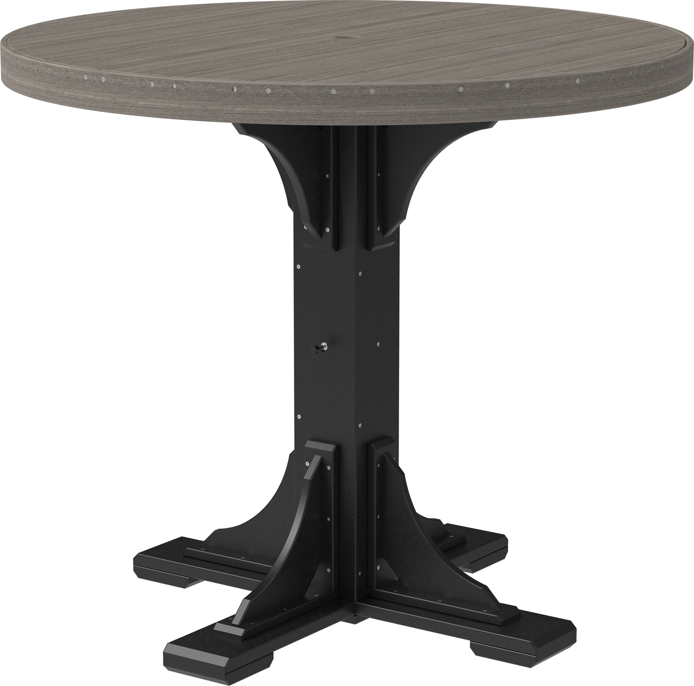 4' Round Table Coastal Gray & Black / Bar Height