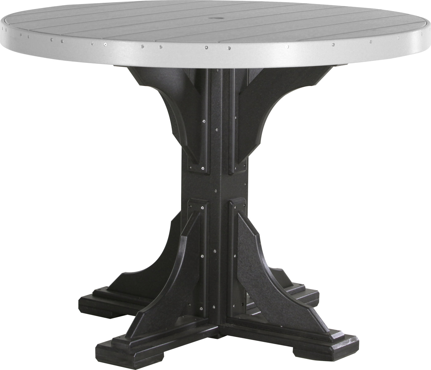 4' Round Table Dove Gray & Black / Counter Height