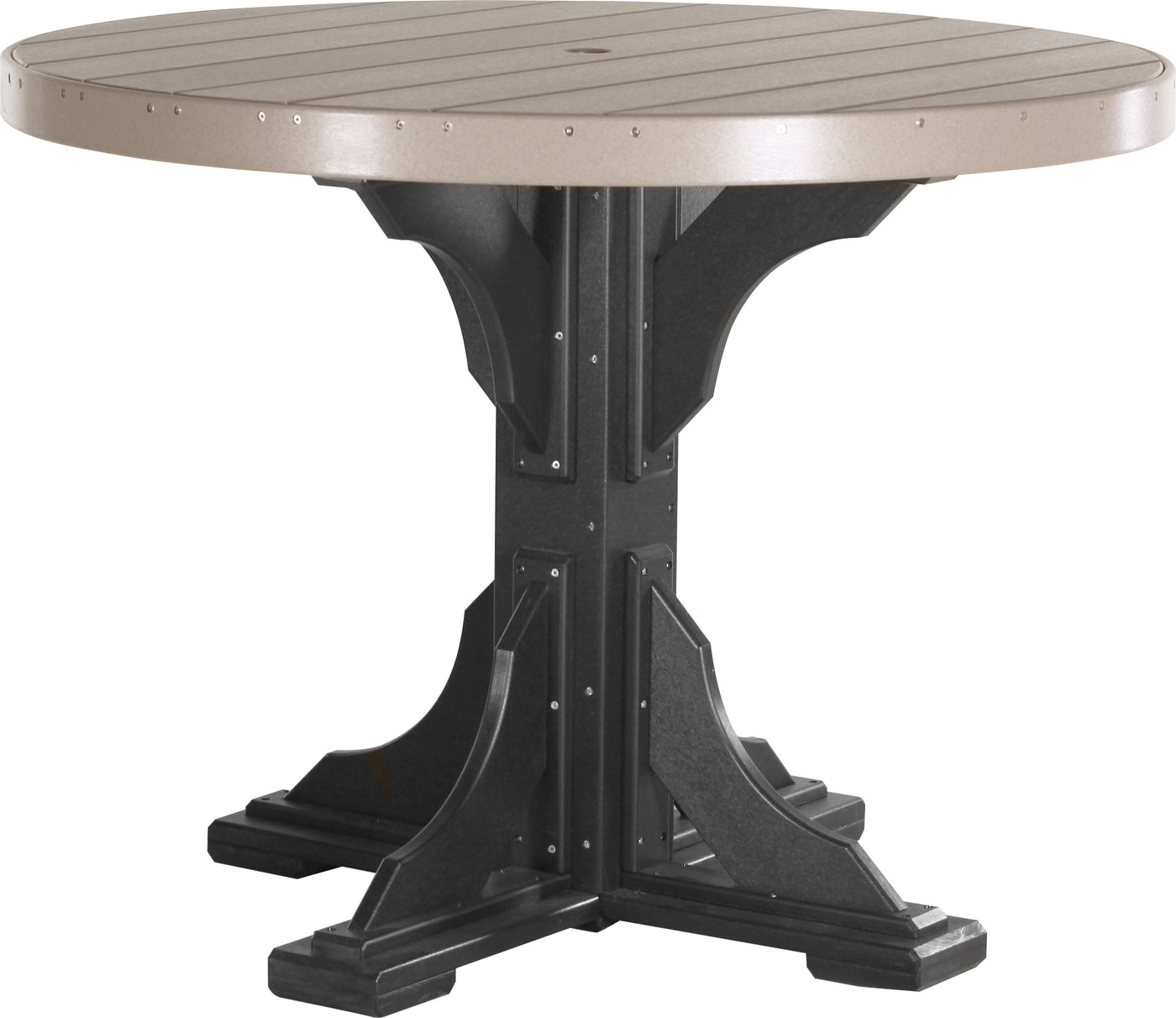 4' Round Table Weatherwood & Black / Counter Height