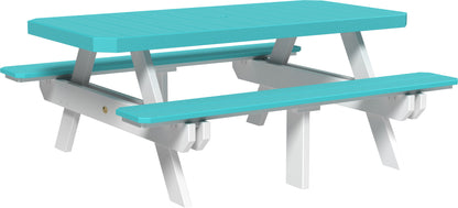 6' Rectangular Picnic Table Aruba Blue & White