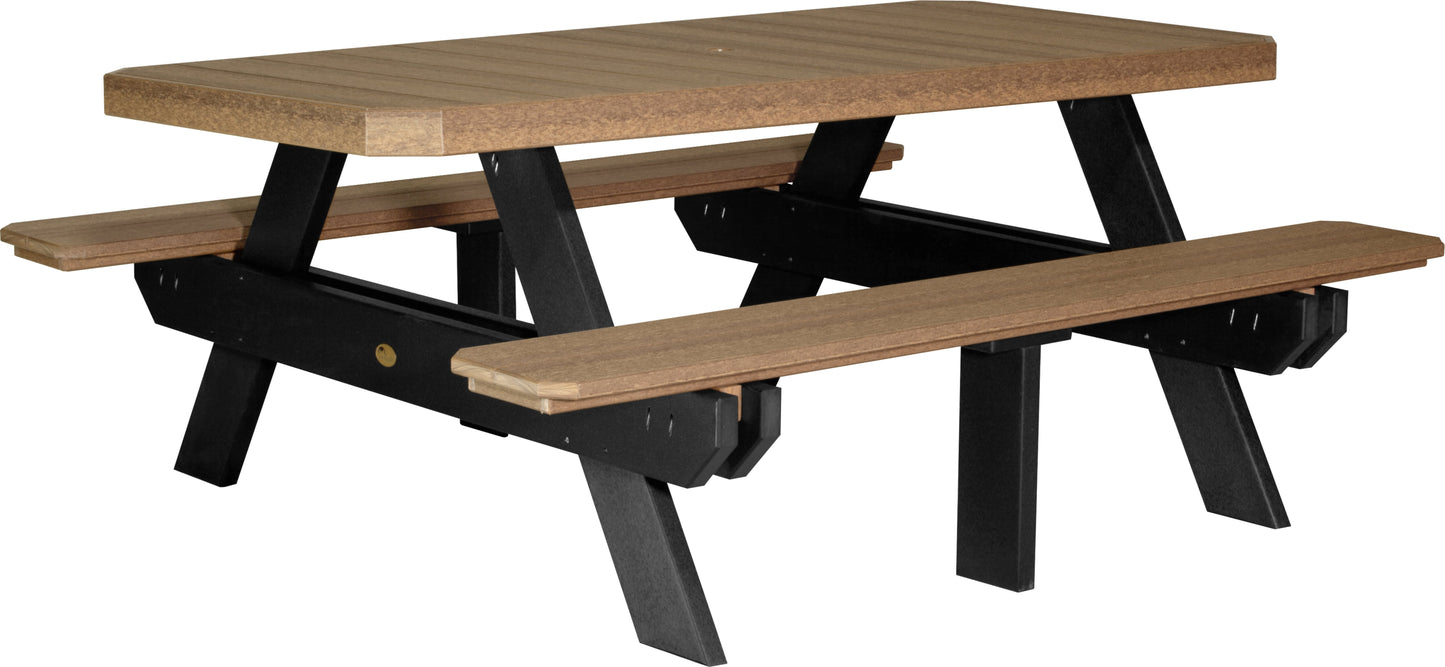 6' Rectangular Picnic Table Antique Mahogany & Black