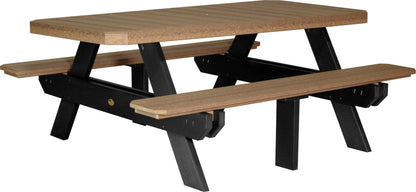 6' Rectangular Picnic Table Antique Mahogany & Black