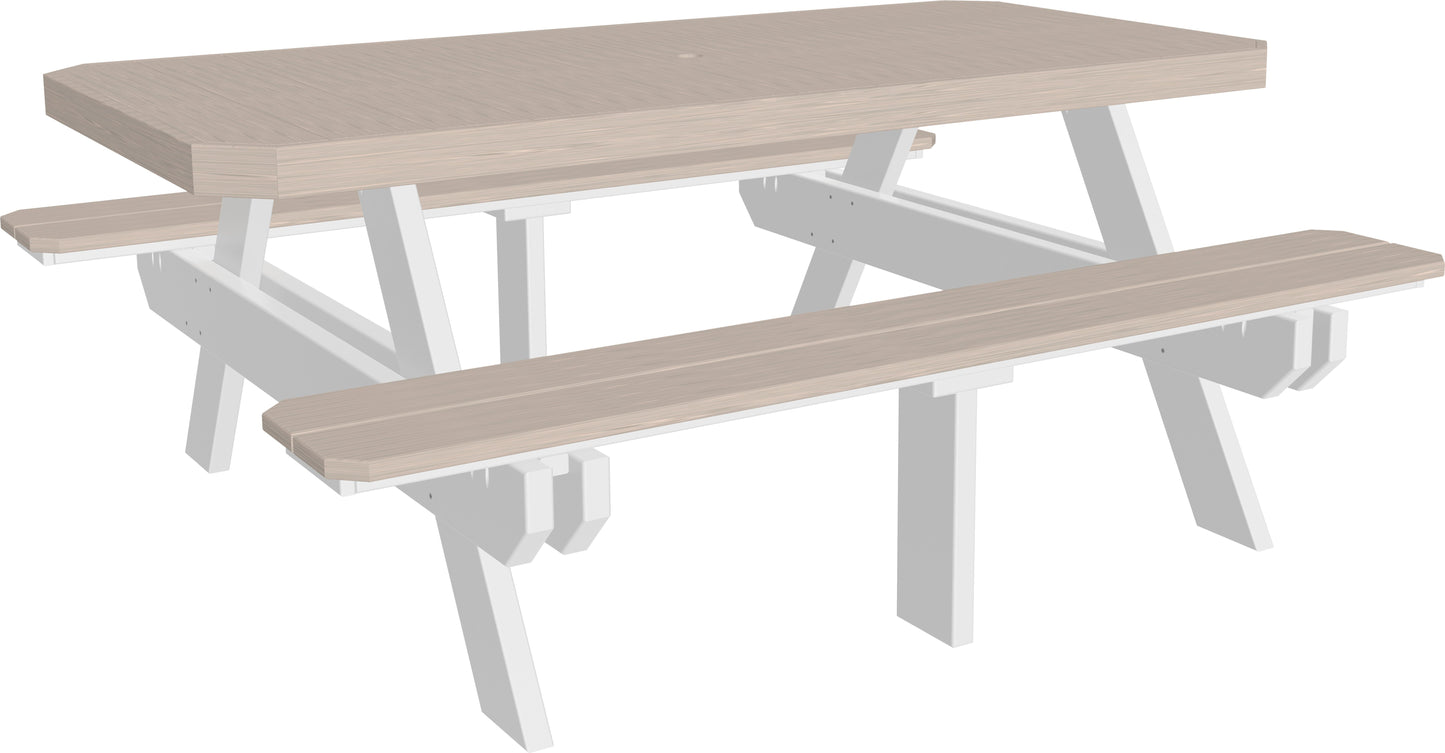 6' Rectangular Picnic Table Birch & White
