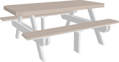 6' Rectangular Picnic Table Birch & White