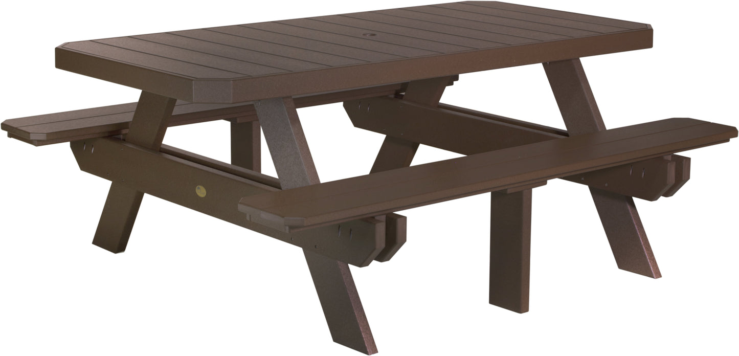 6' Rectangular Picnic Table Chestnut Brown