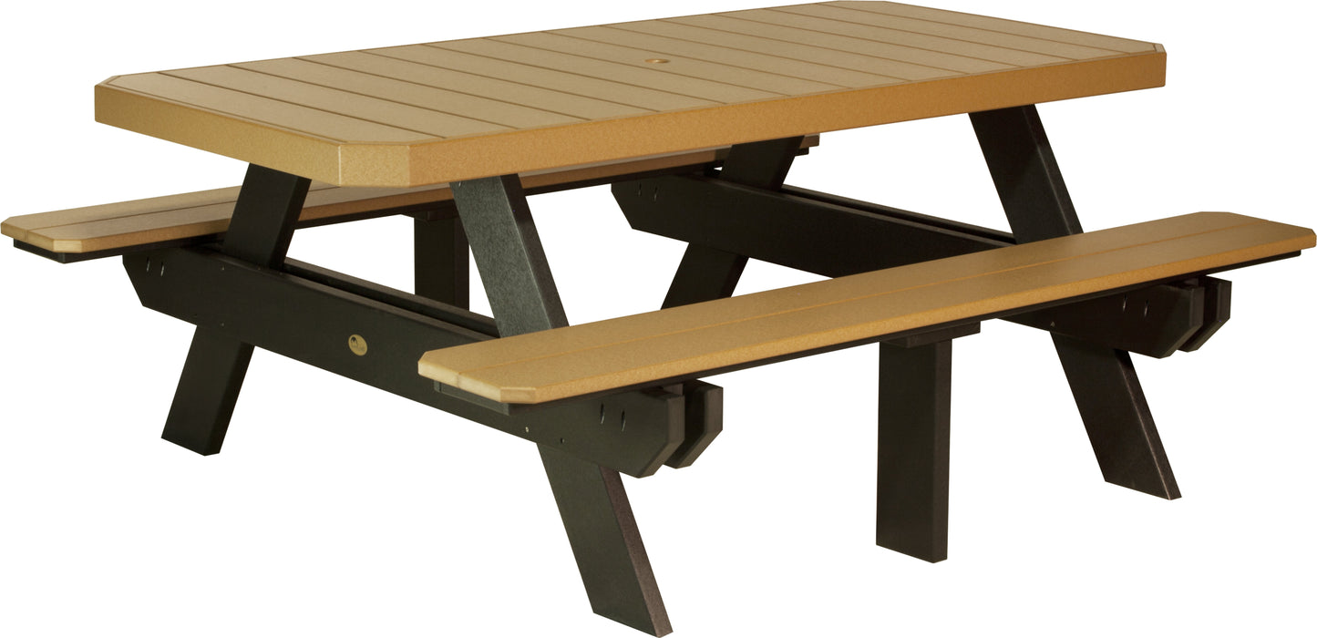 6' Rectangular Picnic Table Cedar & Black