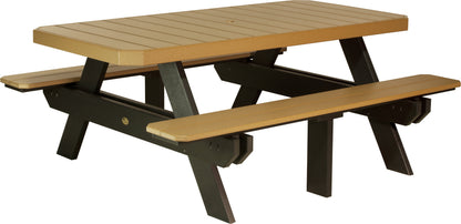 6' Rectangular Picnic Table Cedar & Black
