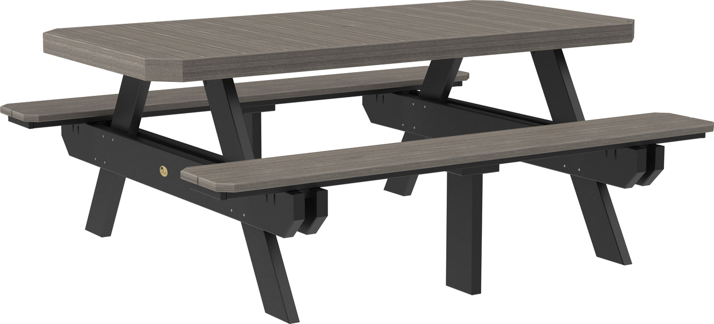 6' Rectangular Picnic Table Coastal Gray & Black