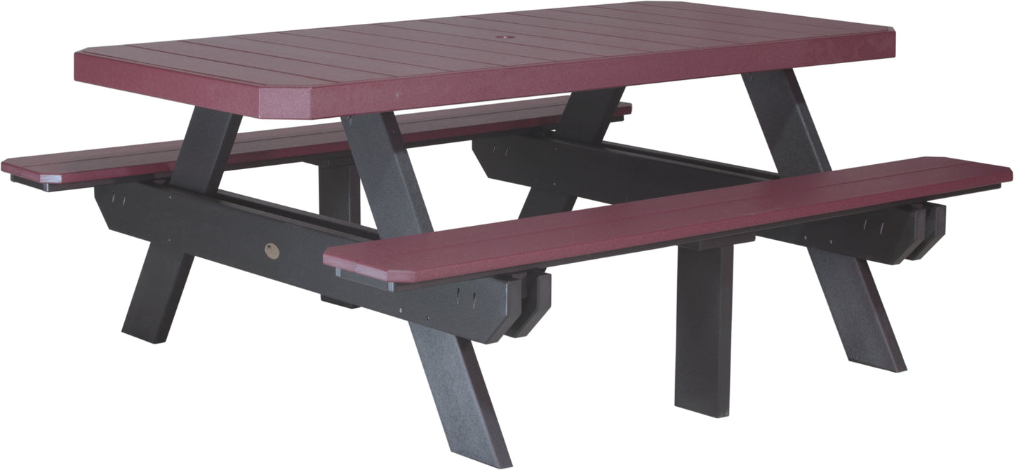 6' Rectangular Picnic Table Cherrywood & Black