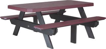6' Rectangular Picnic Table Cherrywood & Black