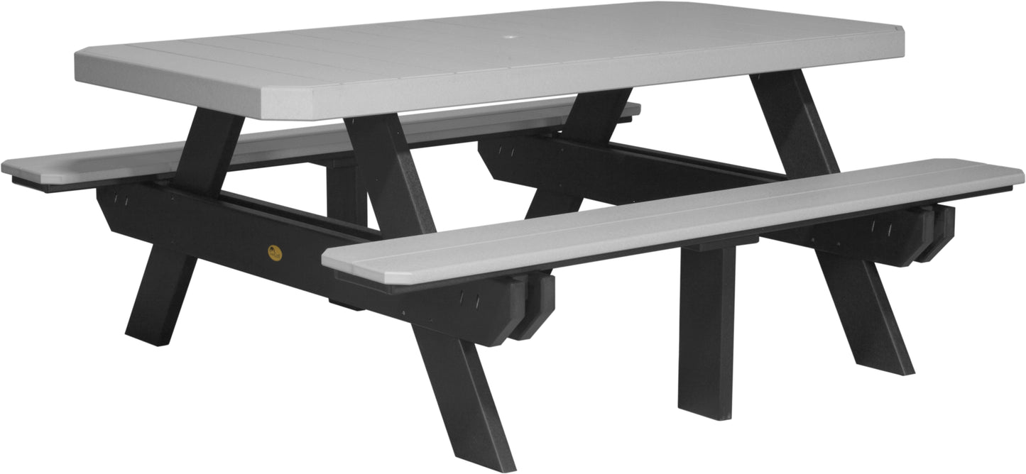 6' Rectangular Picnic Table Dove Gray & Black