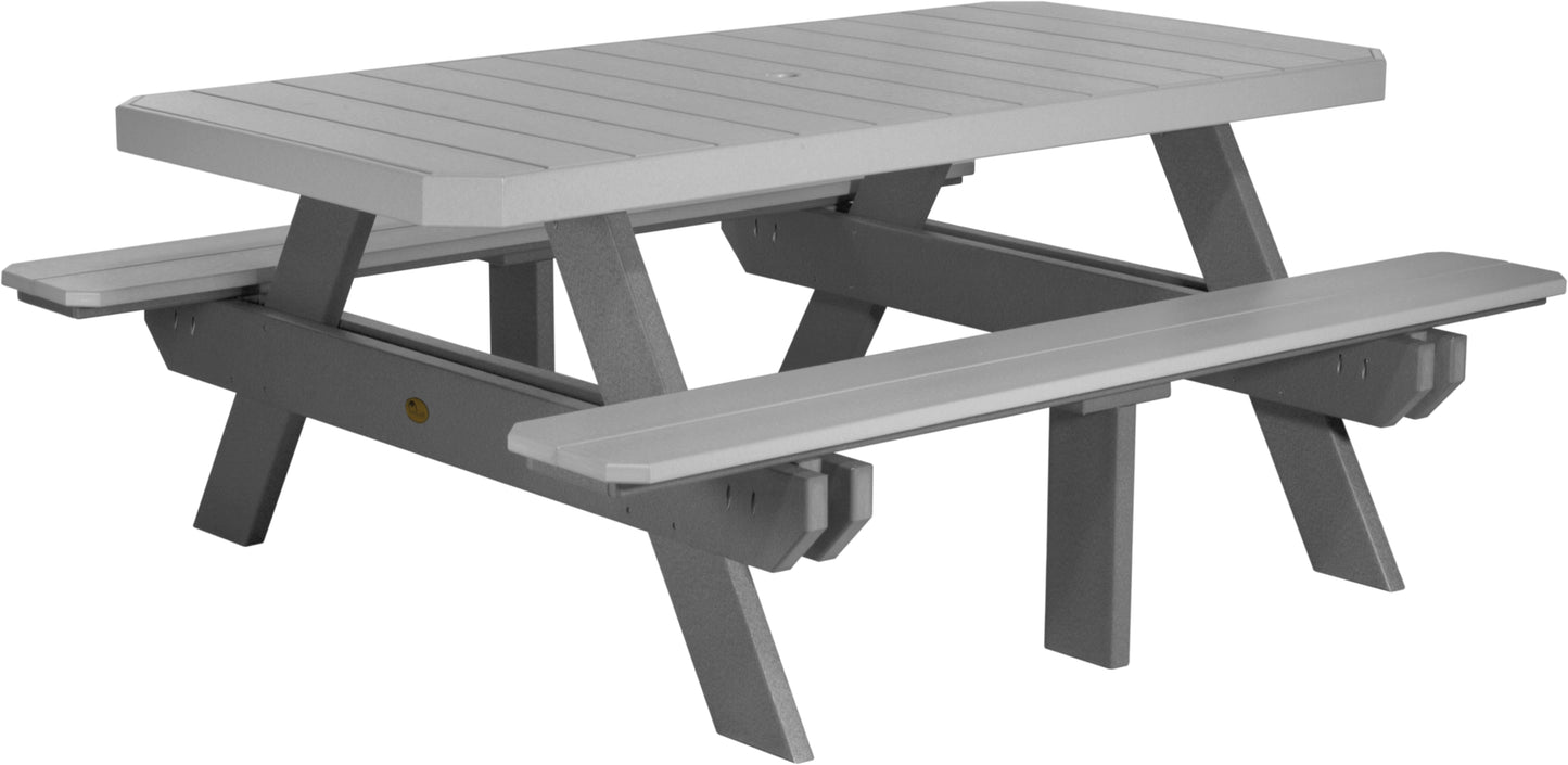 6' Rectangular Picnic Table Dove Gray & Slate