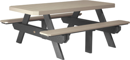 6' Rectangular Picnic Table Weatherwood & Black