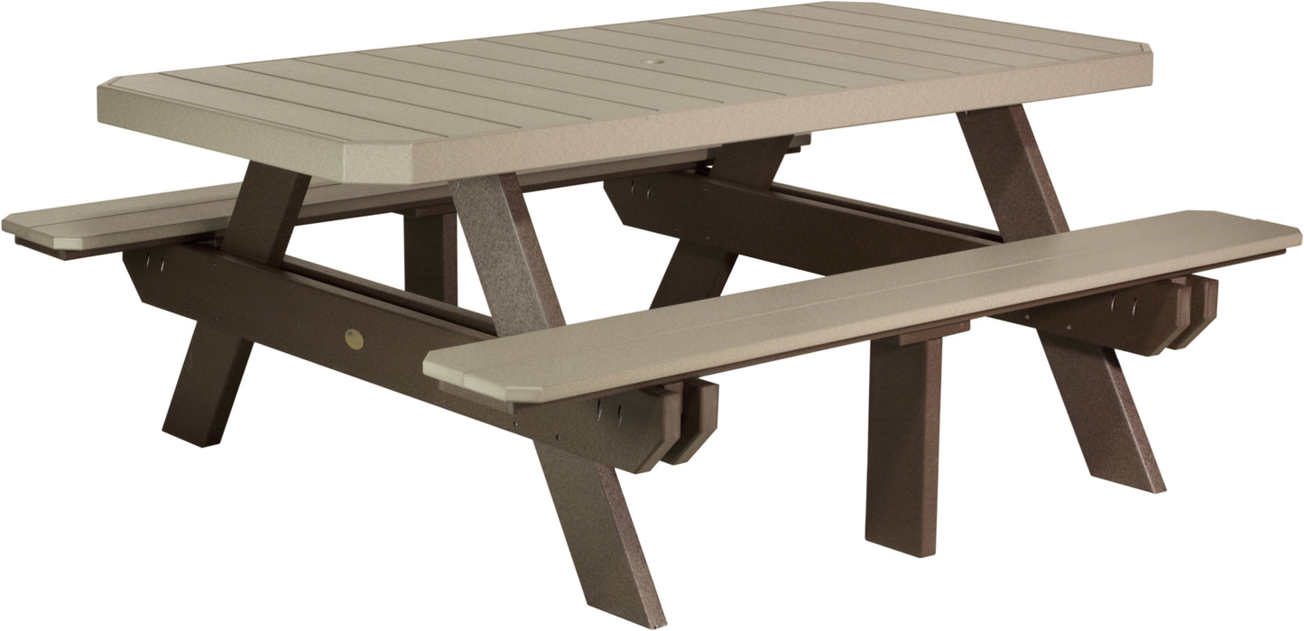 6' Rectangular Picnic Table Weatherwood & Chestnut Brown