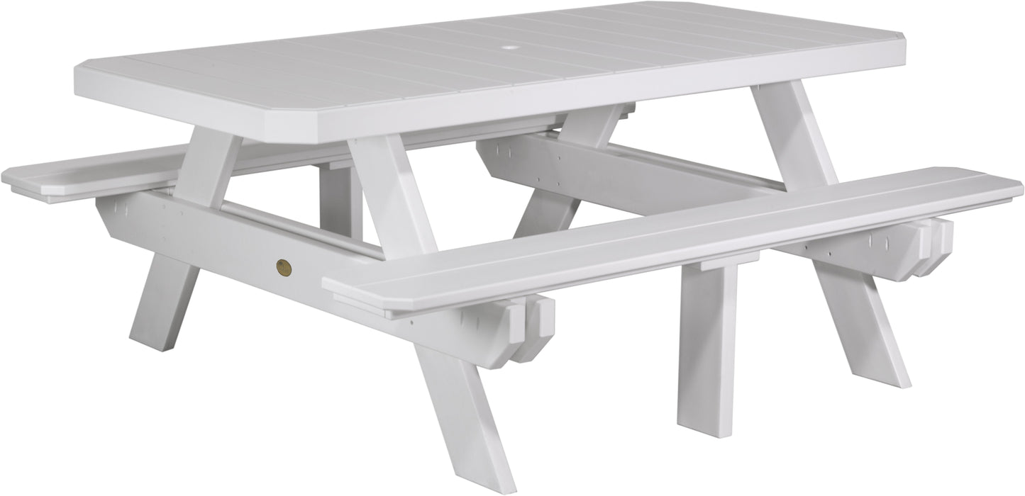 6' Rectangular Picnic Table White