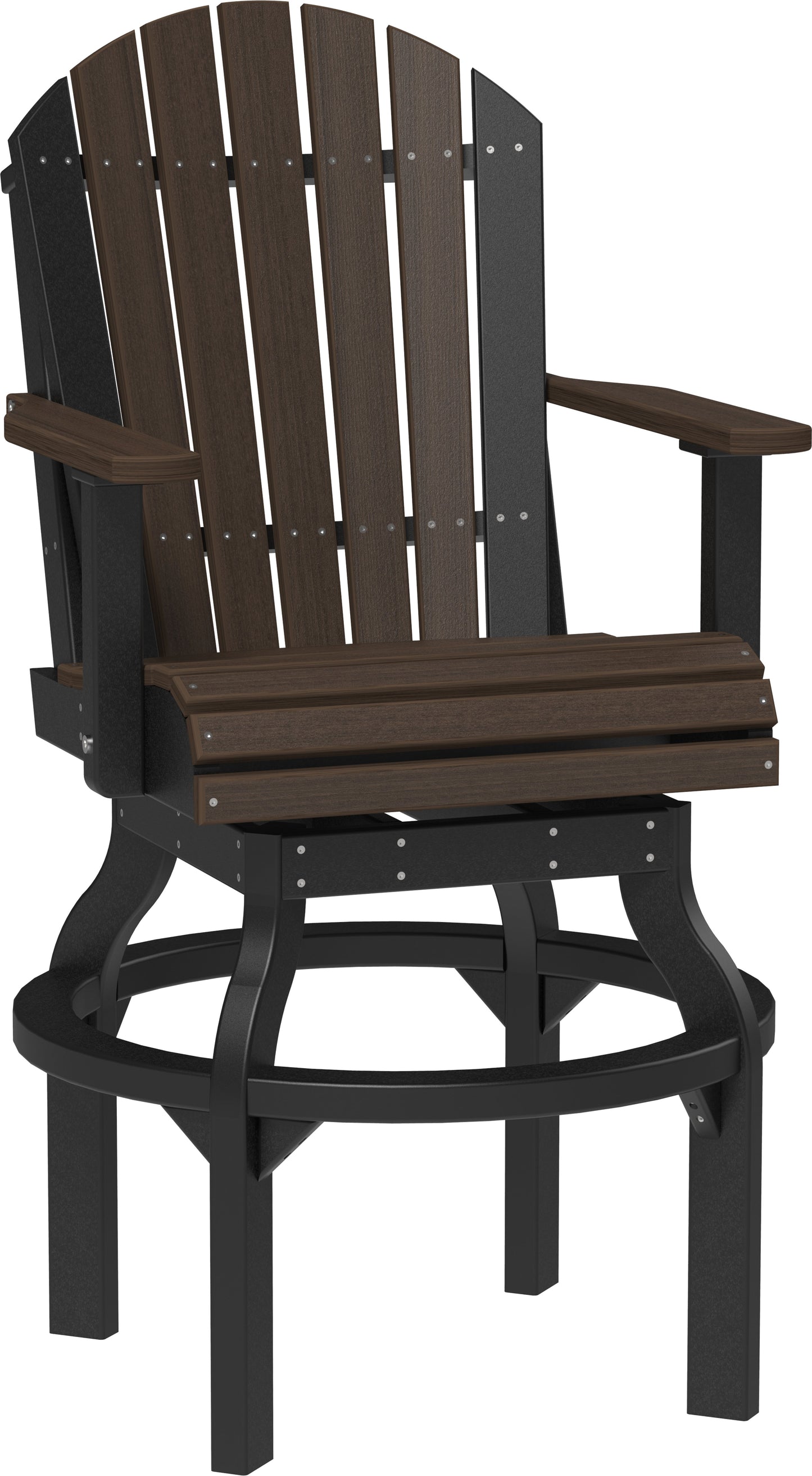 Adirondack Swivel Chair Brazilian Walnut & Black / Bar Height