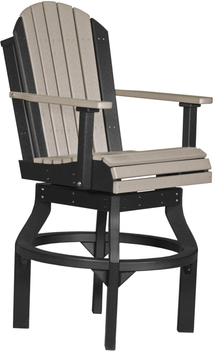 Adirondack Swivel Chair Weatherwood & Black / Bar Height