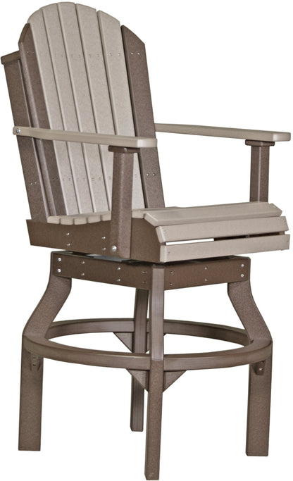 Adirondack Swivel Chair Weatherwood & Chestnut Brown / Bar Height