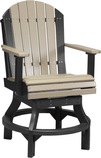 Adirondack Swivel Chair Weatherwood & Black / Counter Height