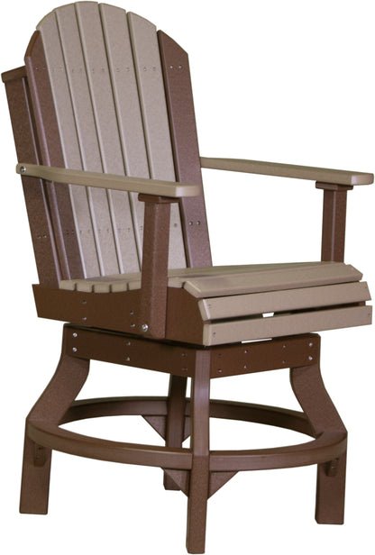 Adirondack Swivel Chair Weatherwood & Chestnut Brown / Counter Height
