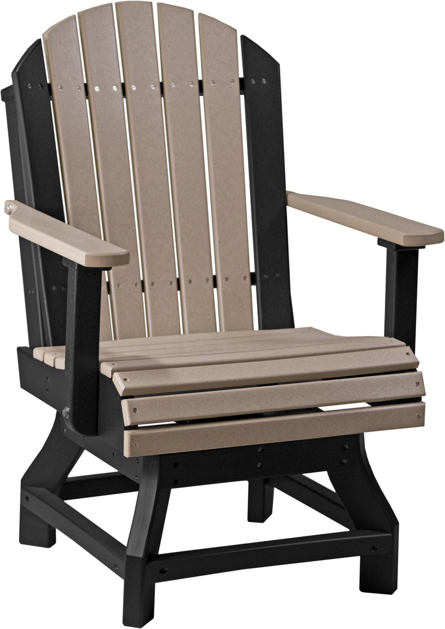 Adirondack Swivel Chair Weatherwood & Black / Dining Height