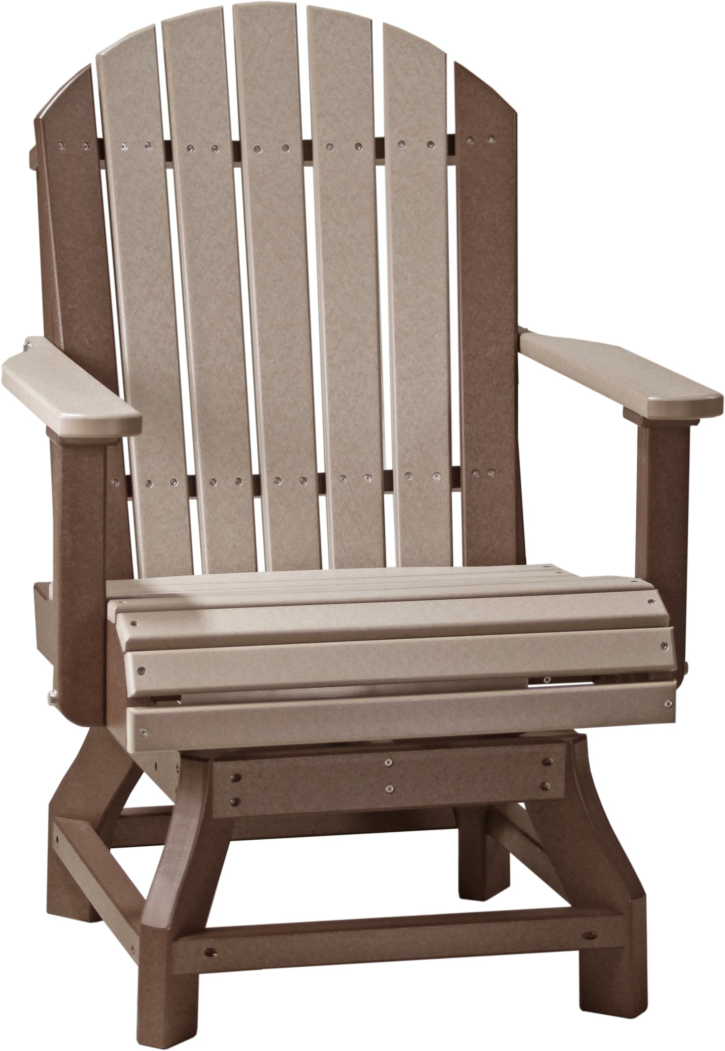 Adirondack Swivel Chair Weatherwood & Chestnut Brown / Dining Height
