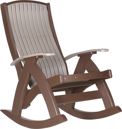 Poly Comfort Rocker Weatherwood & Chestnut Brown