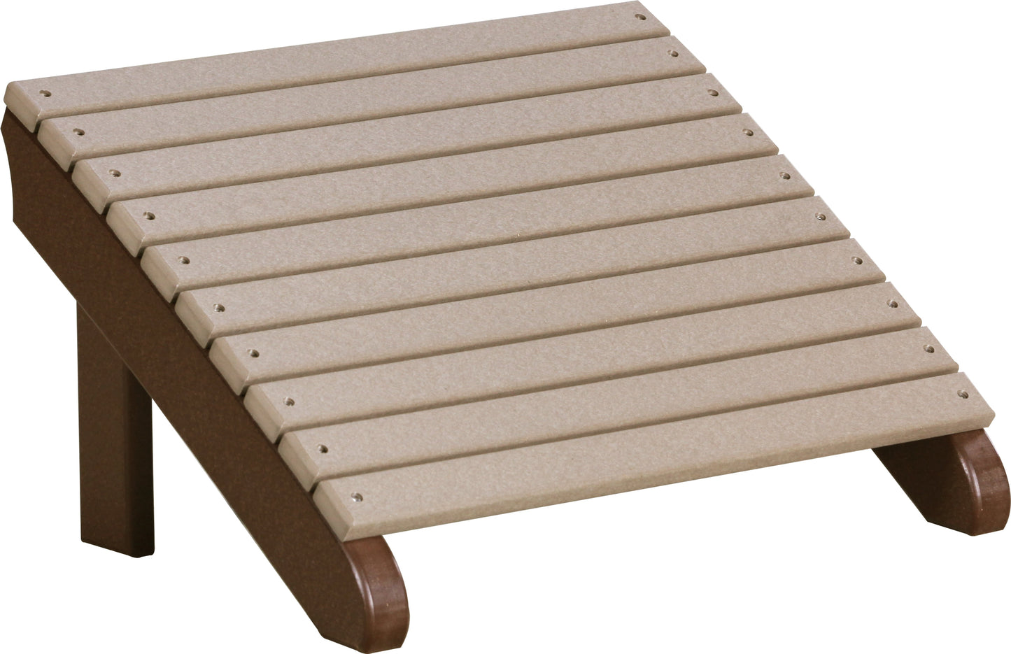 Deluxe Adirondack Footrest Weatherwood & Chestnut Brown
