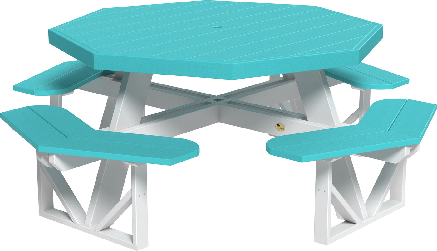 Octagon Picnic Table Aruba Blue & White