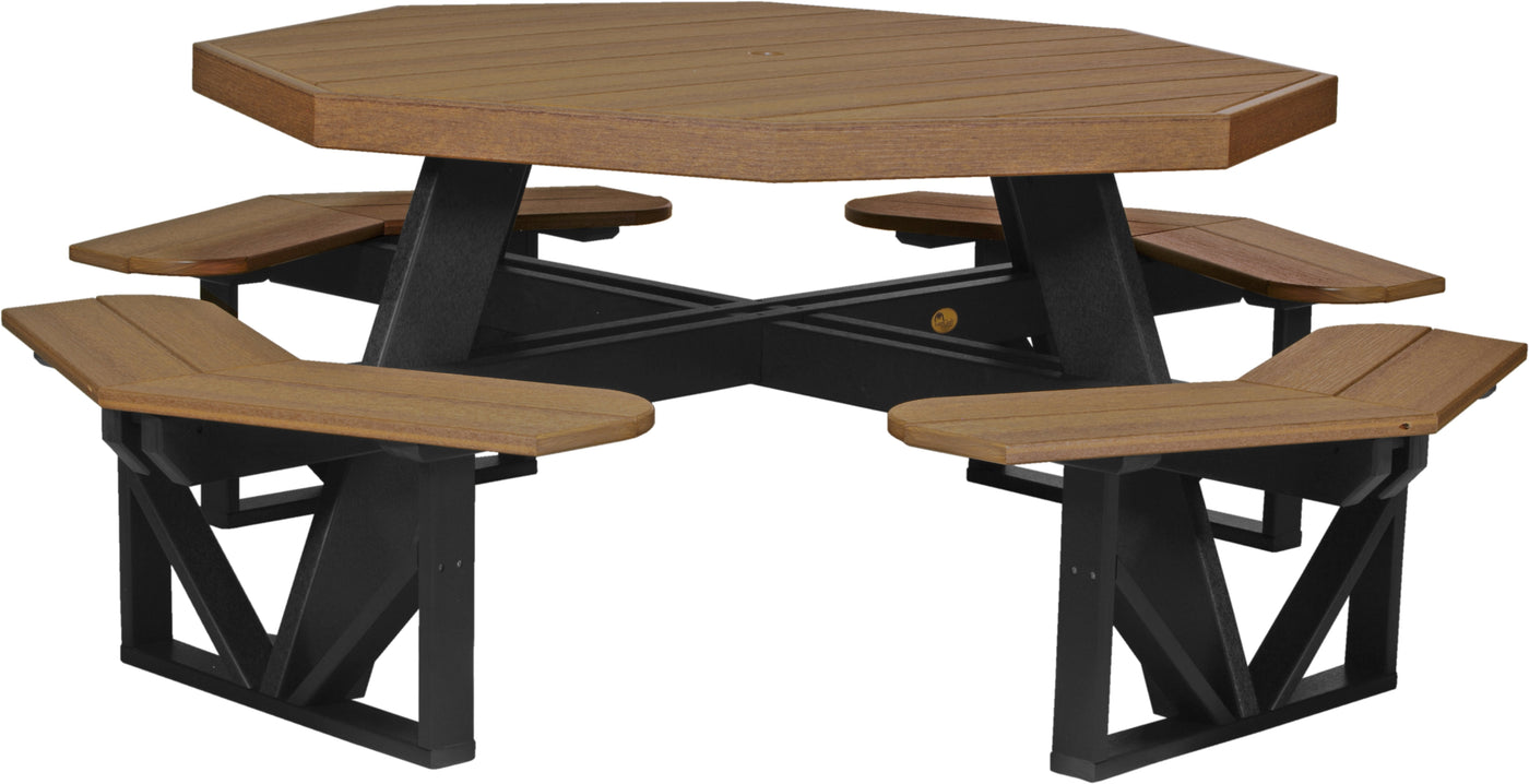 Octagon Picnic Table Antique Mahogany & Black